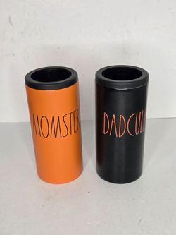 Rae Dunn Halloween Dadcula Momster Stainless Steel Slim Can Cooler Insulated Set