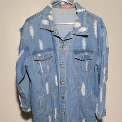 THIRTY 6 POINT 5 Distressed Denim Jacket Size L