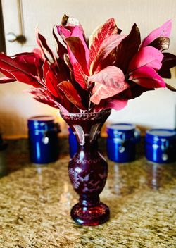 Antique Egermann Cut Red Glass  Vase