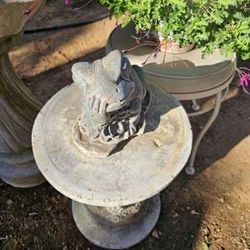 Concrete Frog on Garden Statue pillar