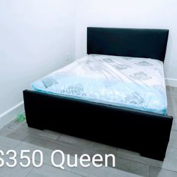 $350 Queen Bed Frame With Mattress And Boxspring Brand New Free Delivery Free Assembly 