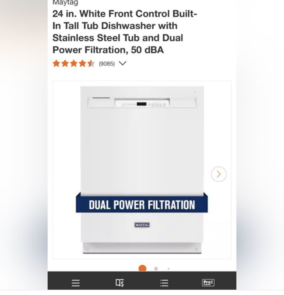 Maytag 24 in. White Front Control Built-In Tall Tub Dishwasher