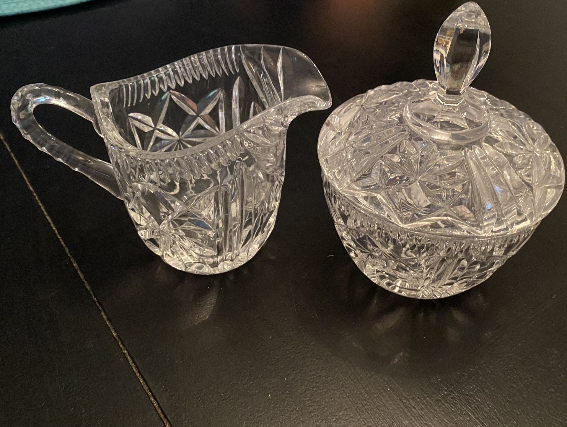 crystal cream and sugar set