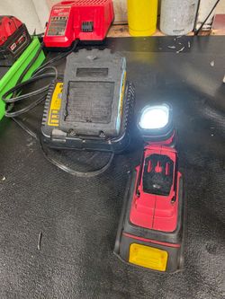 Dewalt charger and 2 battery with mac tools flashlight complete