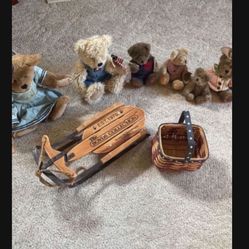 Boyd’s Bear Collection - 6 Bears, 1 Sled, 1 Basket all for 55.00 dollars !!