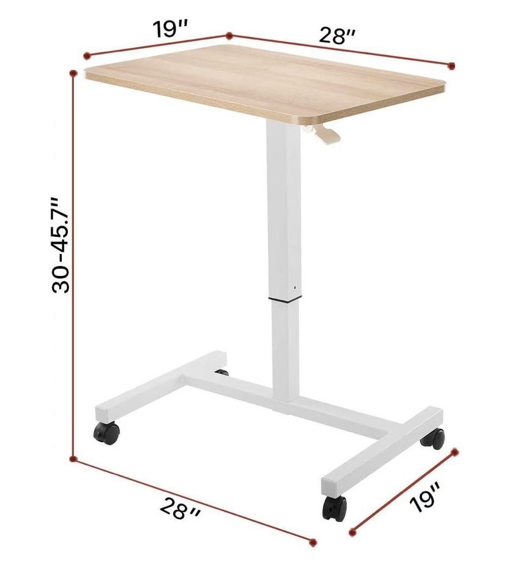 ✌️ Mobile Laptop Desk Pneumatic Sit to Stand Table Height Adjustable Rolling Cart with Lockable Wheels for Home Office Computer Workstation 28" x 19"