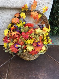 Fall door decor basket
