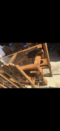 Rustic 8 chairs table