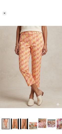 Talbots Capri Pants size 2 Stretch Straight Colourful Summer floral cotton