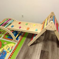 Kids Colorful Wooden Climbing Gym