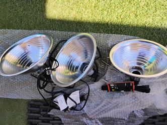 Clamp Work Lights with Metal Reflector Shades – Set of 3