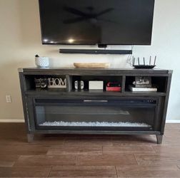 Farmhouse TV Console 65” TV Stand w/ electric fireplace