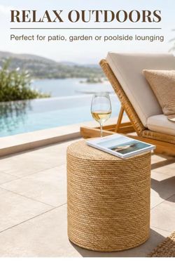 Outdoor Natural Seagrass Foot Stool