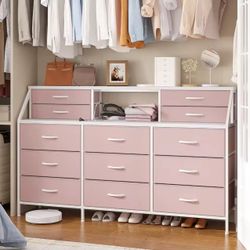 NEW IN BOX: Pink & White Fabric Dresser