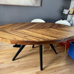 oval chevron dining table acacia wood 