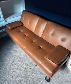 Moving Sale - Faux Leather Futon Sofa Bed