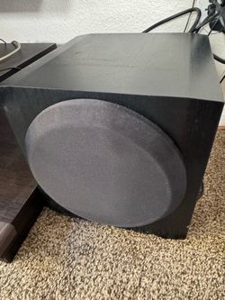 Yamaha YST-SW216 powered subwoofer with a 45-watt power rating.