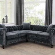 GREY  VELOUR SECTIONAL 