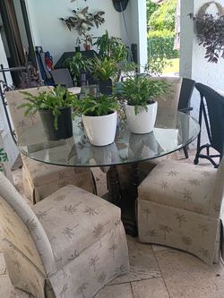 Glass Dining Table & 4 Upholstered Chairs – $250 OBO