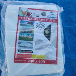 20ft × 40ft Ultra Heavy Duty White Tarp