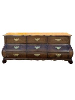 Vintage Baker Furniture Bombe-Front Nine-Drawer Dresser