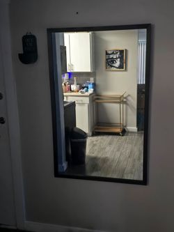 Large Wall Mirror with Black Frame