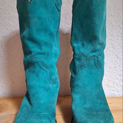  Cowgirl Boots Suede Green/Teal 7.8