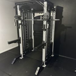 PRO SERIES Ultimate 3-1 Half Rack Functional Trainer w/Smith Machine Bar | 400lb Stack | Gym Equipment | Fitness | Commercial | Squat Rack  