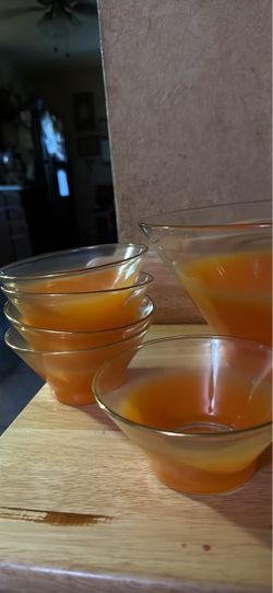Peach Luster Glass Punch Bowl Set