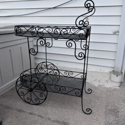Metal plant Display holder Garden carriage Cart  With moving wheels