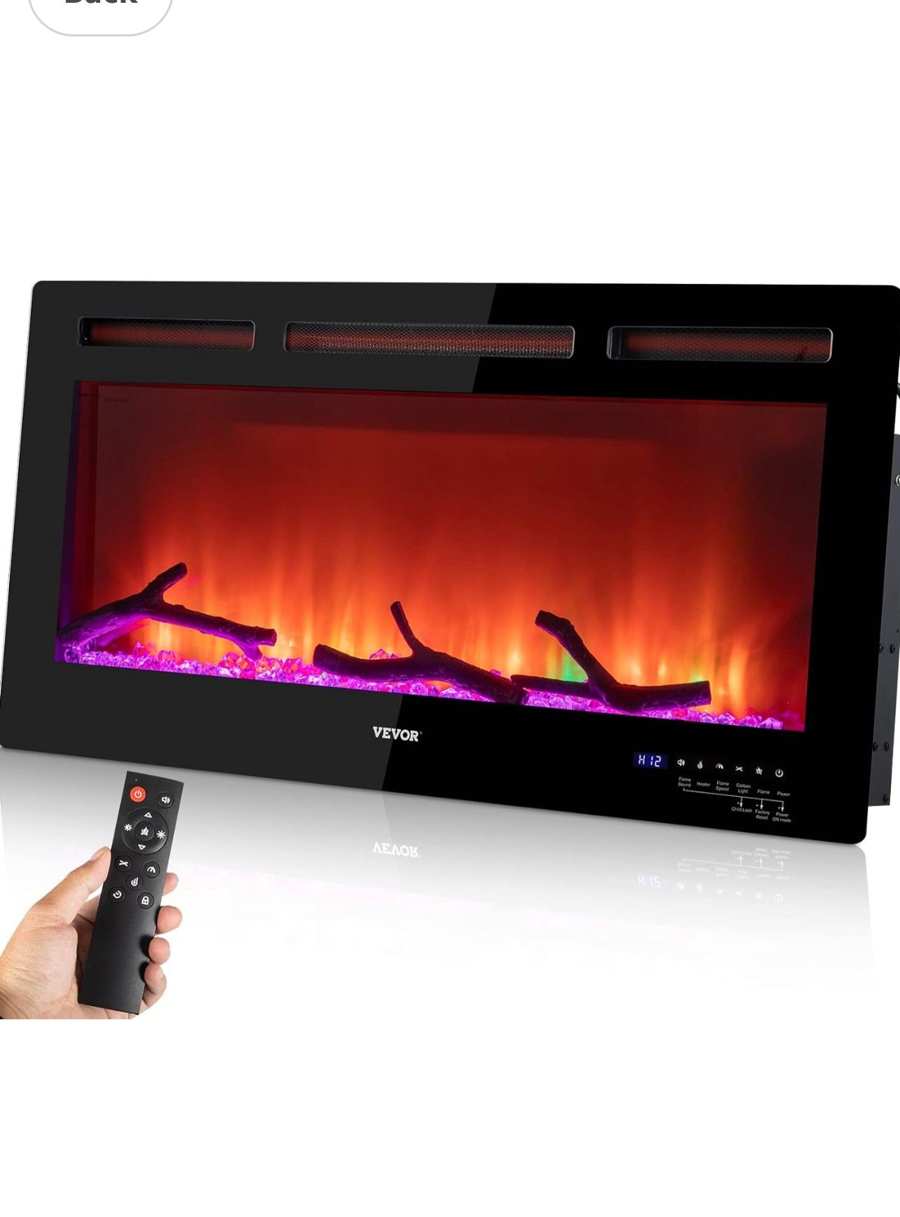VEVOR Electric Fireplace, 36-inch Recessed and Wall Mounted