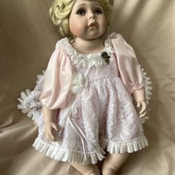 Hamilton Collection “Celeste” Angel Porcelain Doll  Pink Dress
