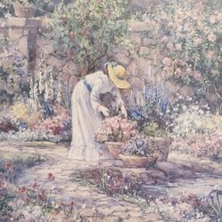 Barbara Mock "Her Garden" large paintingSigned by artist Barbara Mock. Brand new 39x36 beautiful  pastel colors