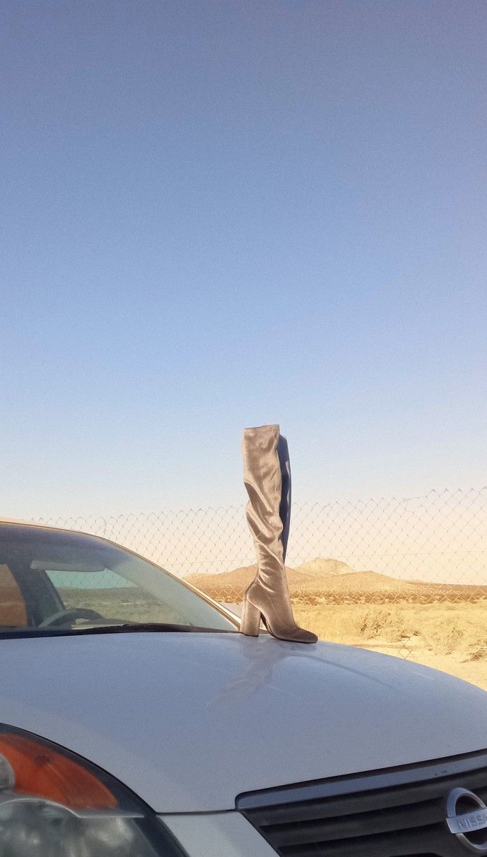 Grey Knee High Boots