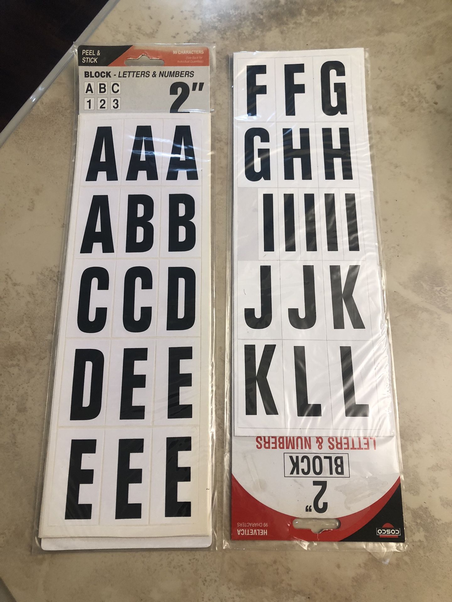 2 Pks Of Block Letters And Numbers 2”