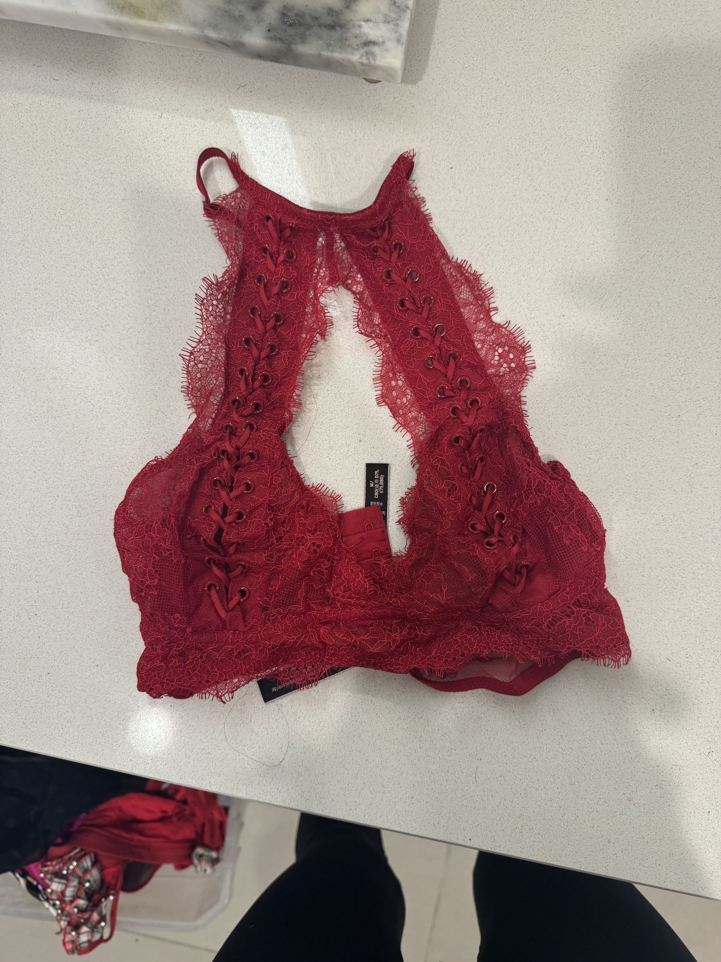 Victoria Select Red lace Halter Lingerie Top Size Small 