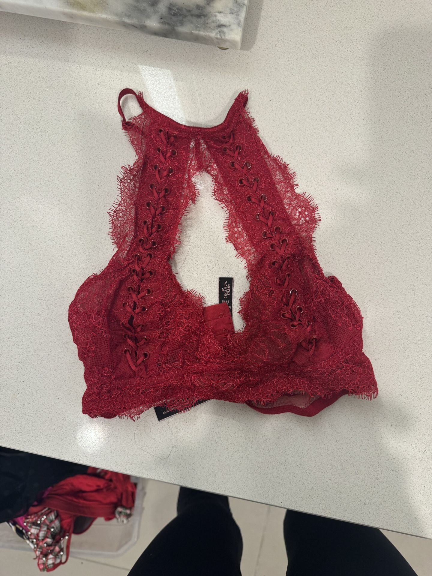 Victoria Select Red lace Halter Lingerie Top Size Small