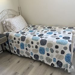 Metal Single Bed Frame, Twin Size Bed with Headboard, 