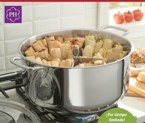 Olla tamalera de 32 qt con parrilla y divisor 👉 princess house todo nuevo y con caja 📦