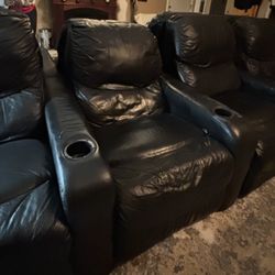 4 Seat Leather Stadium Chair Couch