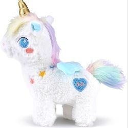 Plush Unicorn Stuffed Animal Pillows Toy, 10 Inch Cute Soft Rainbow Unicorn Plushie Dolls with Wings, Kawaii Plushies Gifts for Girls,Decor (Blue)