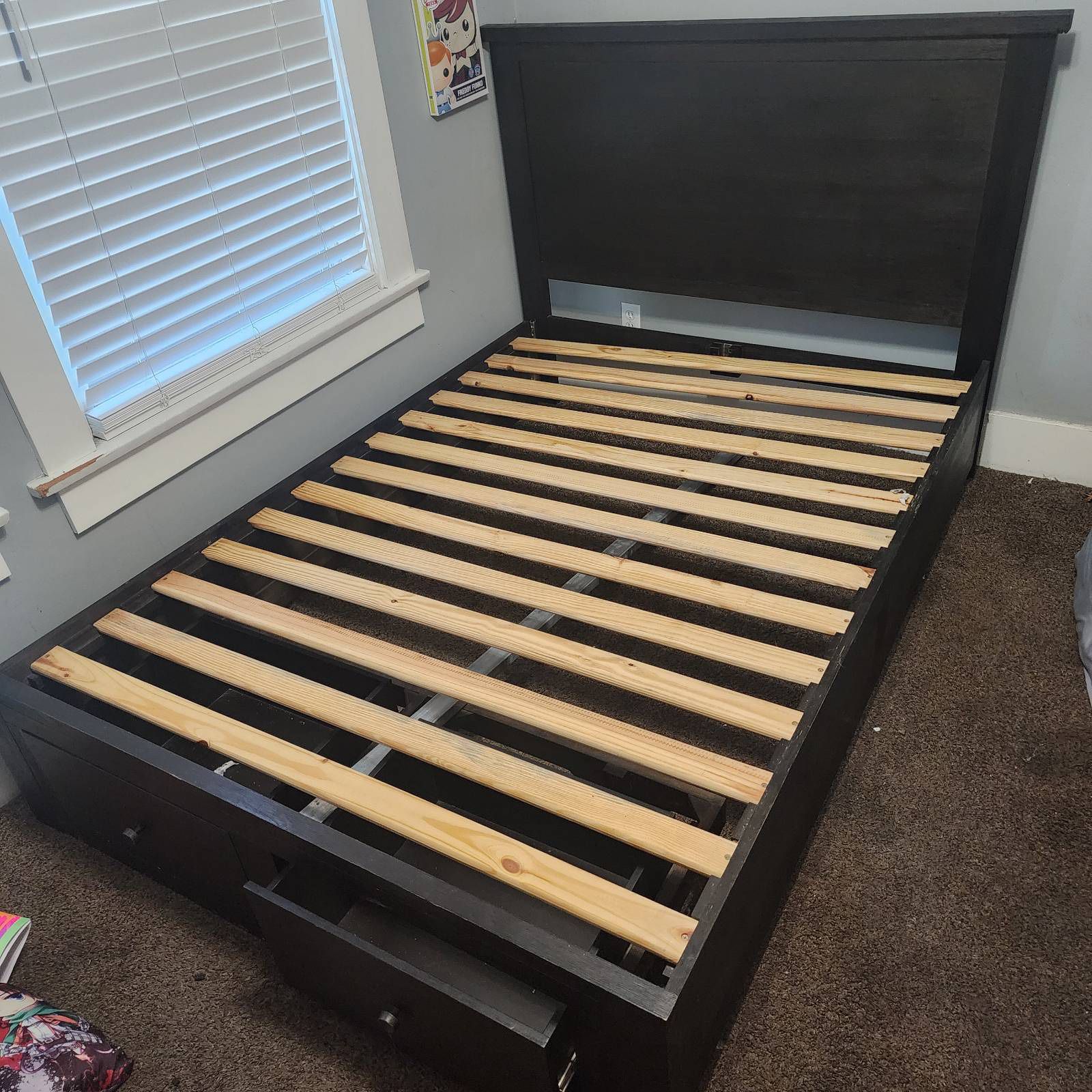 Full Black Bed Frame with Drawers 
