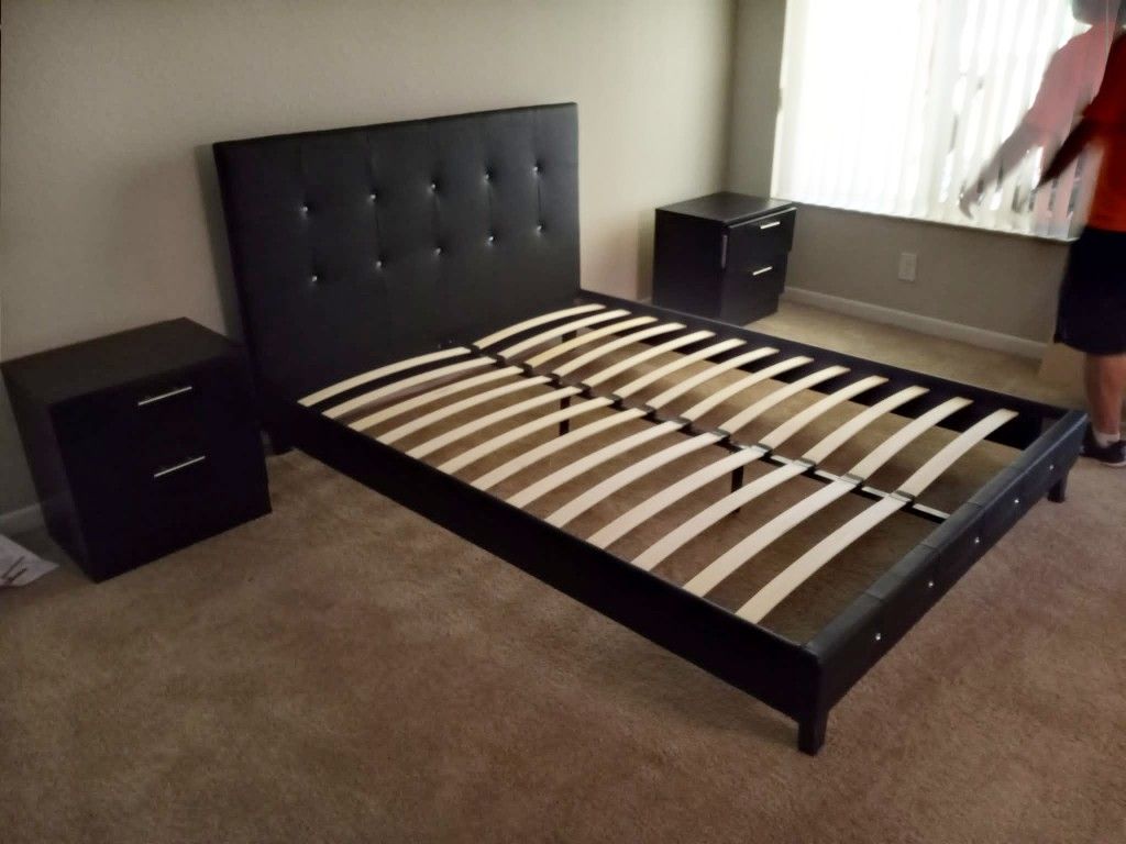 NEW QUEEN BEDFRAME WITH CRYSTALS DRESSER CHEST AND 1 NIGHTSTAND. ALSO SOLD SEPARATELY