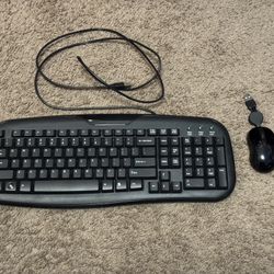 Onn Brand Wired Keyboard & Travel Mouse 