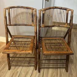 Vintage Rattan Folding Outdoor Chair Set