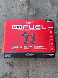 Milwaukee M18 FUEL 18V Lithium-Ion Brushless Cordless Hammer Drill & Impact Driver Combo Kit w/  2 Batteries  $289 New