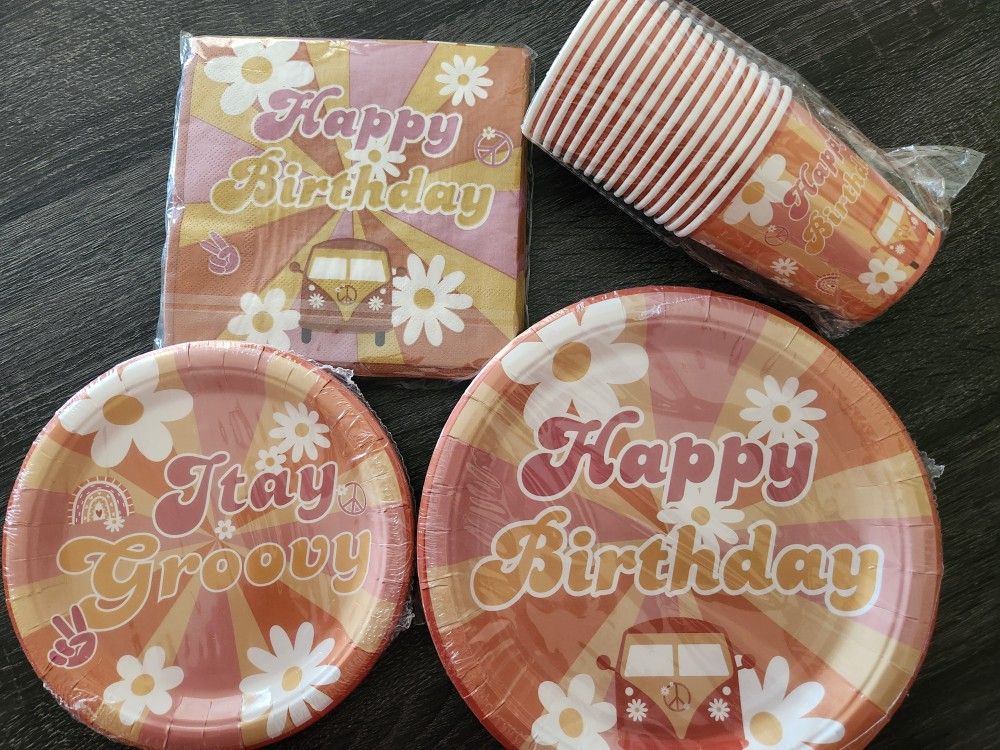 Hippie stay groovy birthday supplies $6
