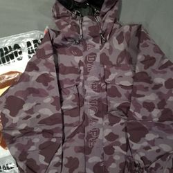 A BATHING APE Og Camo Loose Fit Hoodie Jacket Burgundy 