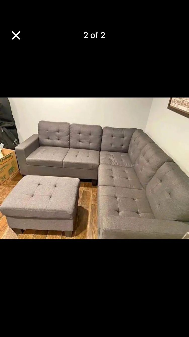 Grey Sectional Couch And Ottoman