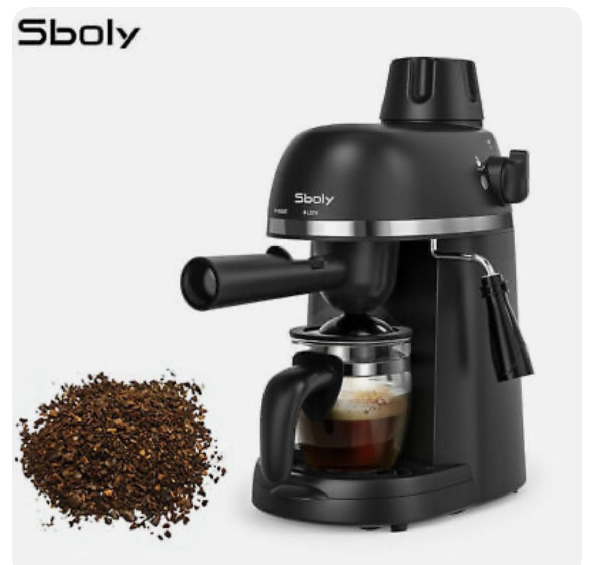 Steam Espresso Machine with Milk Frother 1-4 Cup Expresso Coffee Maker Cappuccino Latte Machine Includes Carafe Sboly